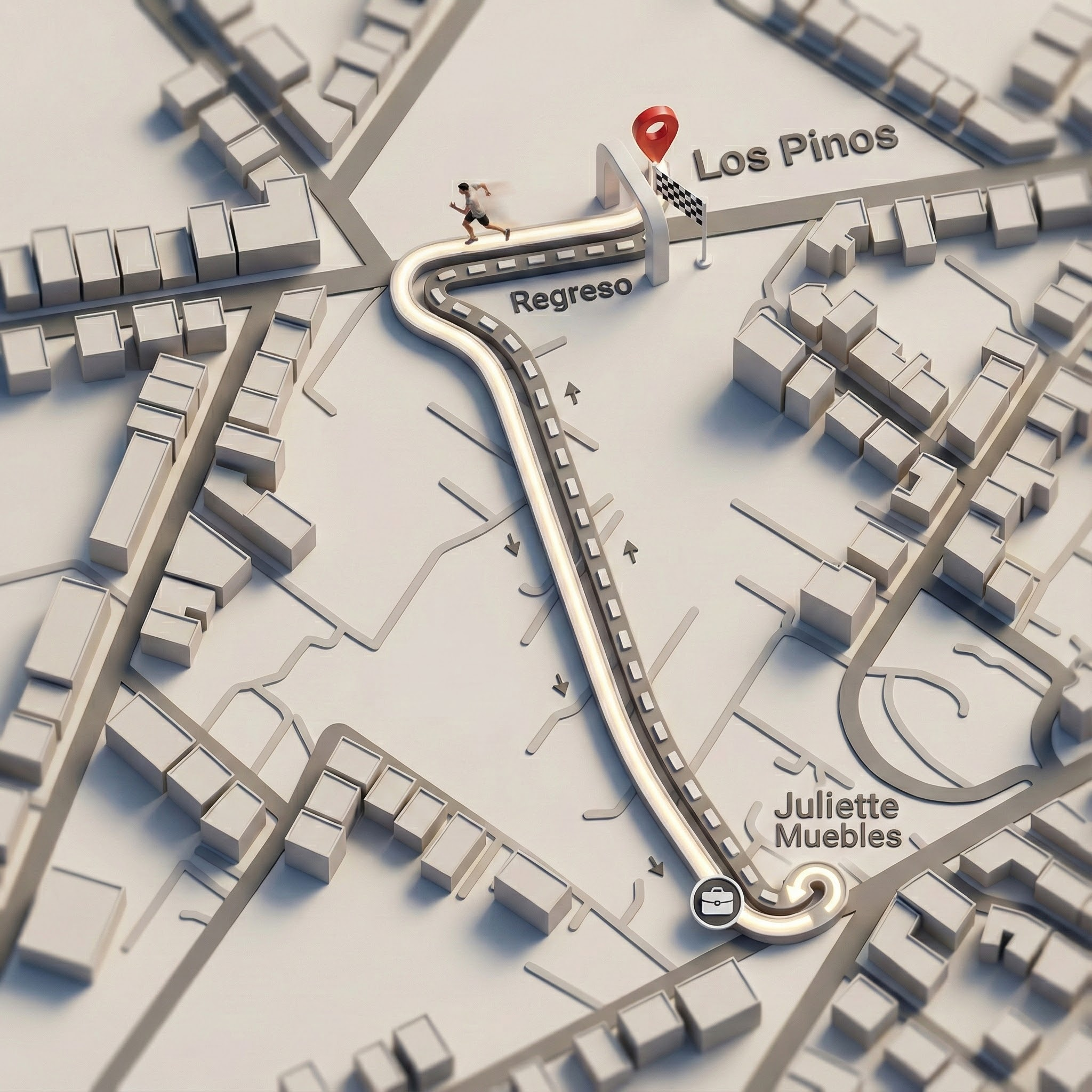 Mapa simple de la ruta 3K (ida y regreso)